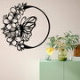 Wallity Butterfly And Flower Escultura de pared de metal negra